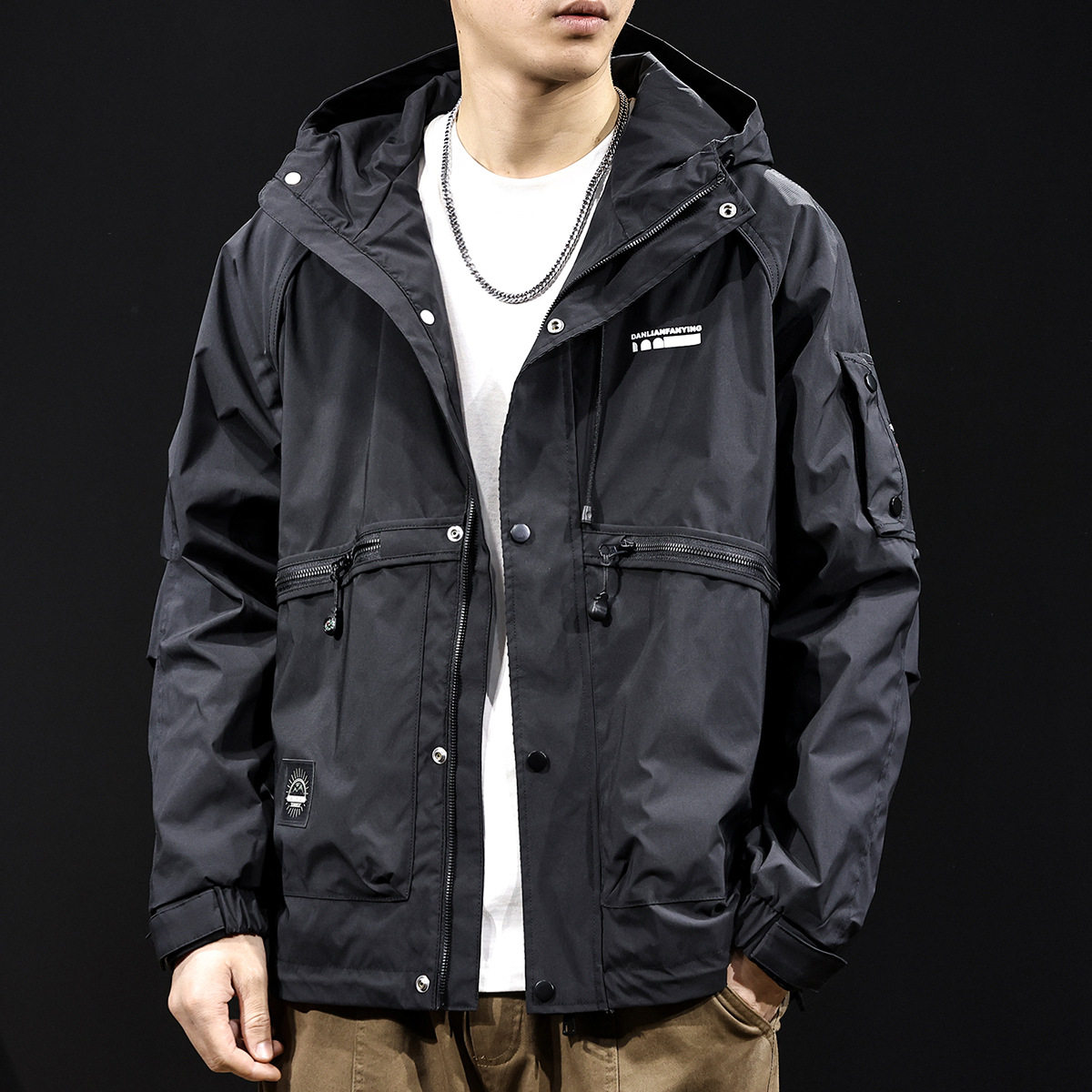 工装冲锋衣男外套连帽2025新款秋冬潮牌男装大码男士加厚棉衣夹克