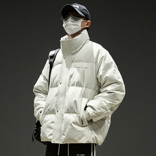 羽绒服男款轻薄鸭绒冬装夹克外套情侣立领防寒服美式男装冬季棉服