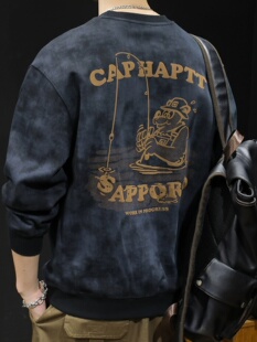 潮牌印花卫衣男春秋款圆领男款衣服秋季2025新款男士长袖大码男装