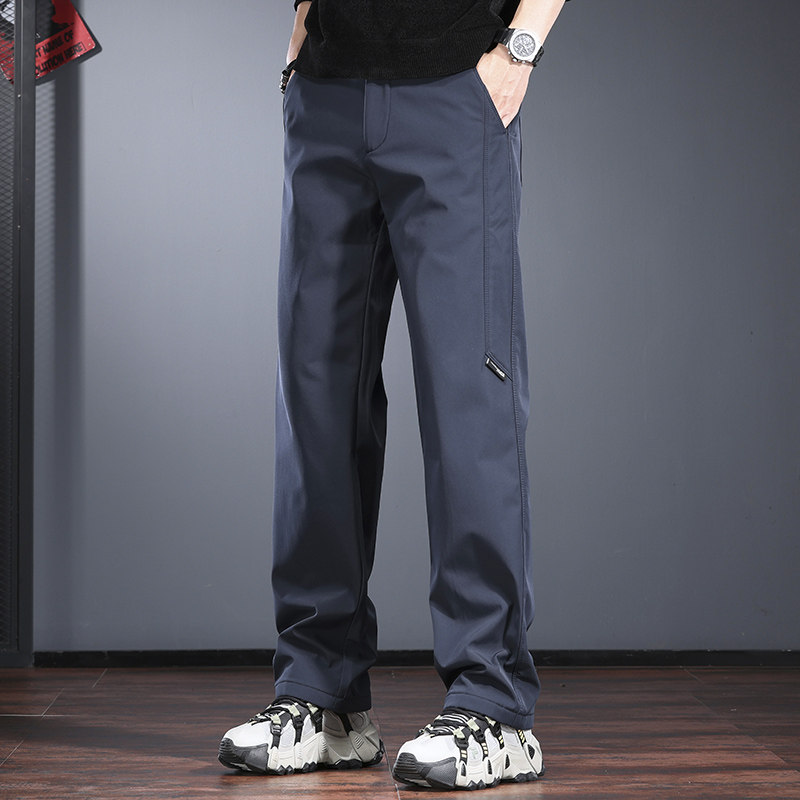 户外三防休闲裤男秋冬款宽松直筒冲锋裤加绒登山徒步拒水软壳裤潮