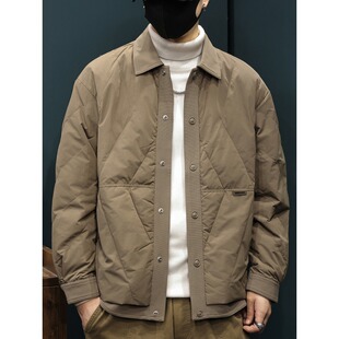 冬季白鸭绒羽绒服男士轻薄翻领2025新款大码秋冬保暖短款夹克外套