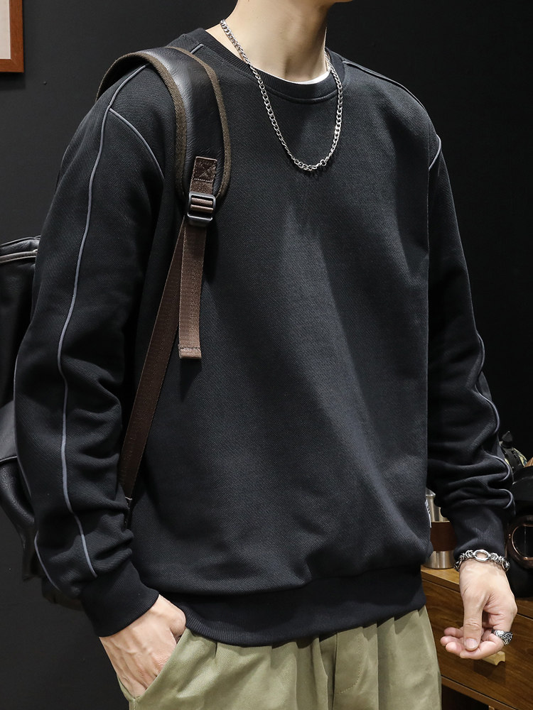 圆领卫衣男春秋潮宽松大码加肥加大男士秋季2025新款上衣长袖男款