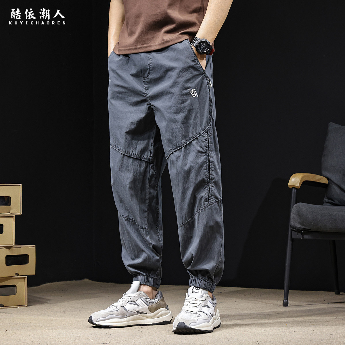 冰感顺滑休闲裤男2025新款春夏宽松哈伦束脚男士高端夏季薄款裤子