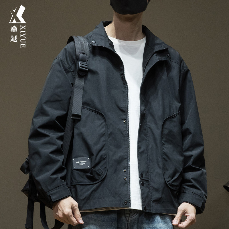 户外夹克男2024秋冬款加棉宽松大码男士机车服工装石墨烯棉衣外套