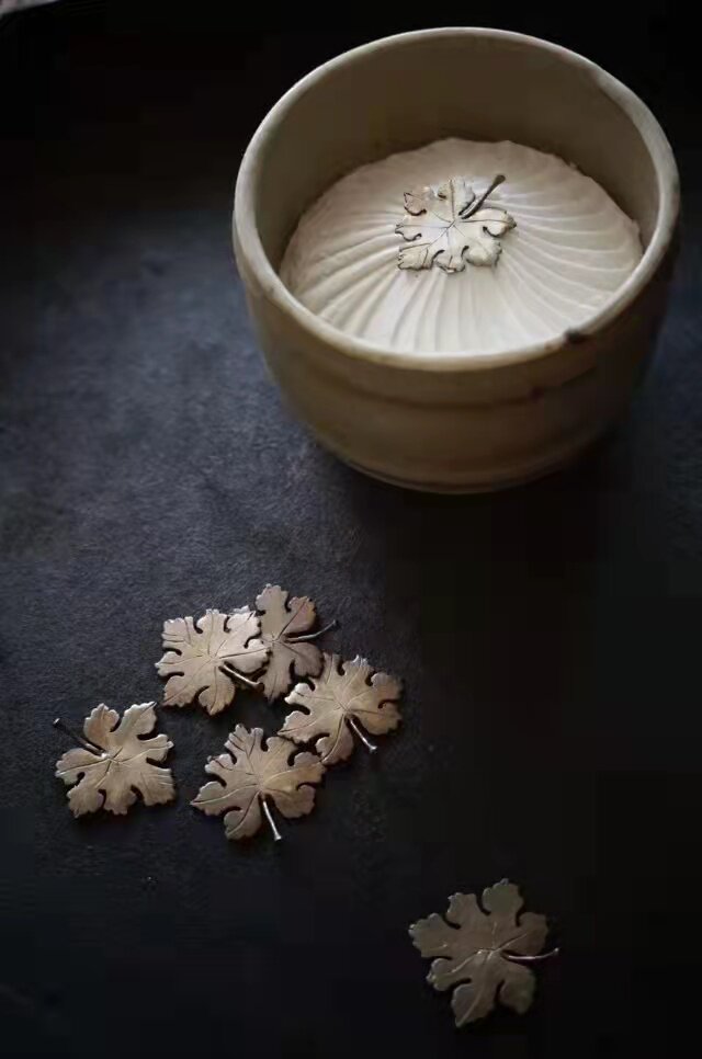 见素香坊  银枫叶隔火片 纯银手作香道空薰隔片瑞连制物 单片价格