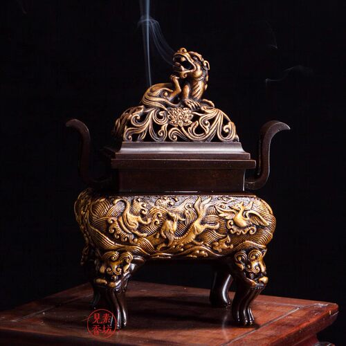 苏州陈巧生朝冠耳香熏炉摆件铜炉