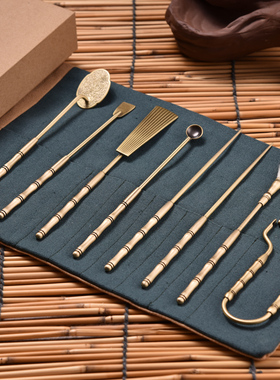 见素香坊 复古色竹节七件套 香道用具香席七君子空薰打篆热销R702