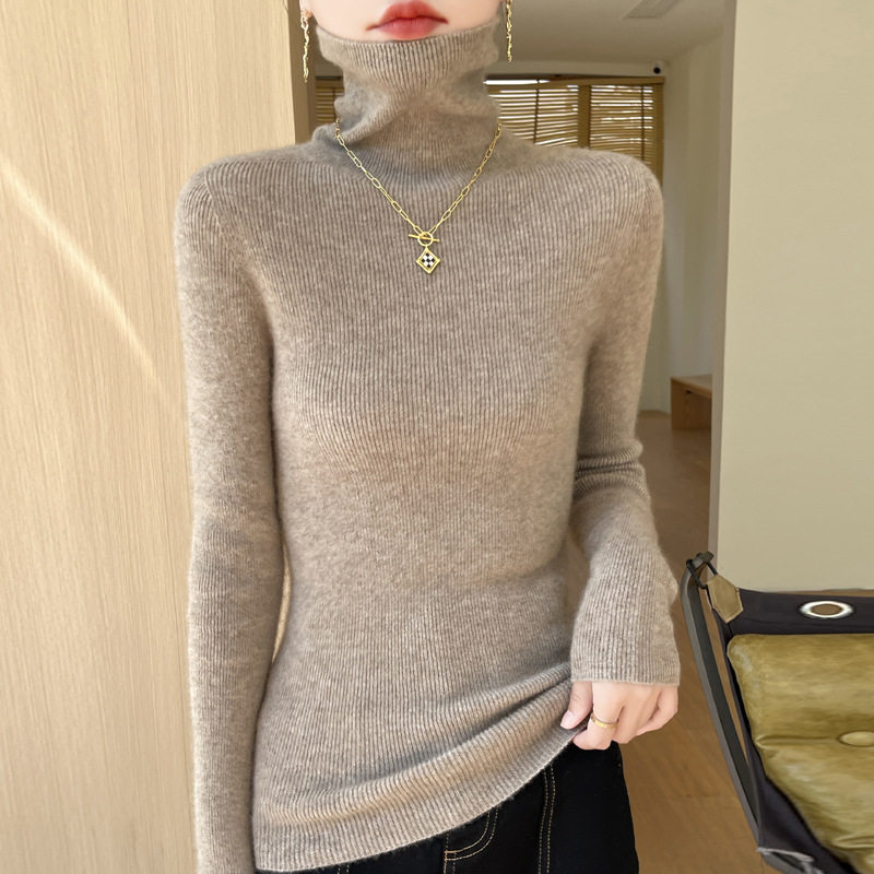 一线成衣无缝打底衫女内搭秋冬款纯色高领长袖修身毛衣针织衫女装
