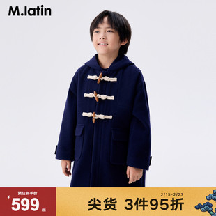 【商场同款】马拉丁外套冬男大童温暖学院风牛角扣大衣