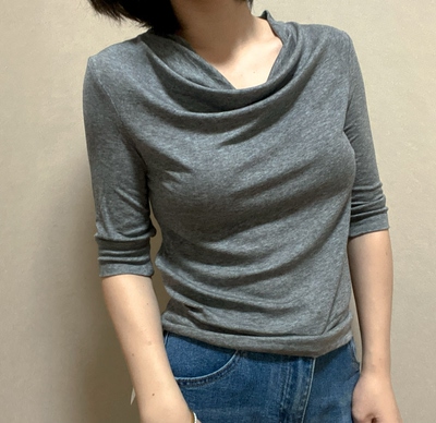 miss jijie lover/韩系荡领纯色打底衫女修身显瘦长袖T恤上衣