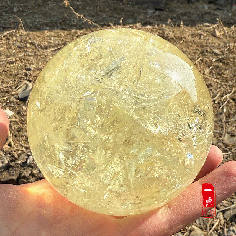 巴西天然黄水晶球摆件真原石厨房西北办公室玄关高档礼品水晶球