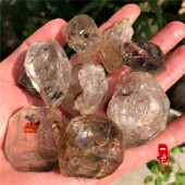 一点水晶原石天然闪灵钻黑云母黑幽灵水胆路水晶双尖骨干水晶原石