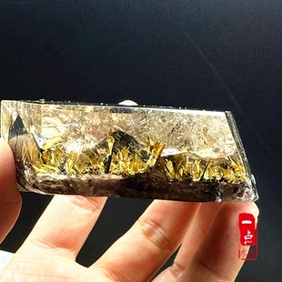 天然金发晶钛晶原矿摆件巴西黄水晶原石手把件店铺客厅办公室送礼