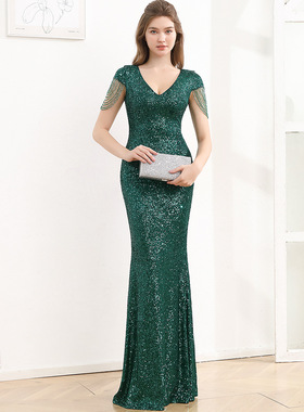 晚礼服裙女冬天轻奢高级感气质名媛风宴会高端大气修身长款连衣裙