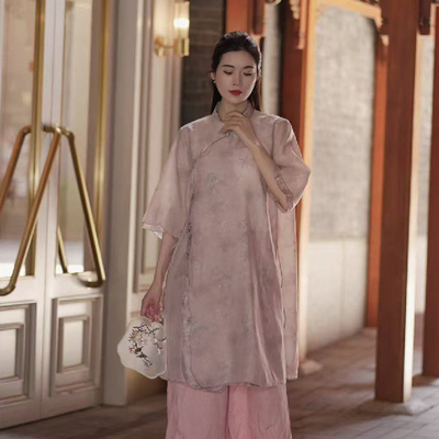 3355大吉2025新款原创文艺复古中式高端改良茶服长衫百搭上衣女