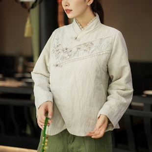 3366大吉新款 民族风女复古刺绣棉服外套上衣棉衣 国风新中式