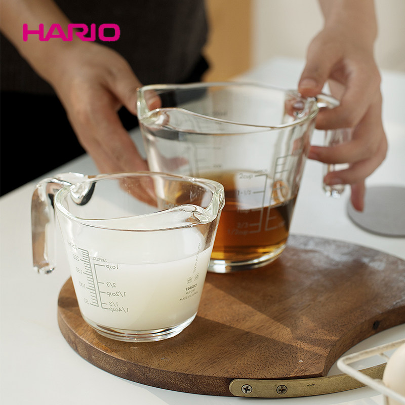 日本原装进口HARIO耐热玻璃量杯家用烘焙带刻度杯子