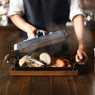 日本原装进口AUX大人的铁板厚烤盘煎烤牛排煎锅平底锅日食记同款