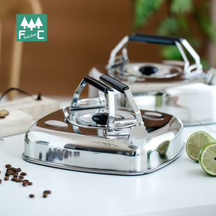 日本制杉山金属不锈钢户外烧水壶露营便携方形扁可叠放带漏网煮茶