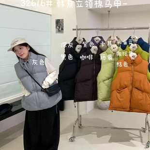 大7女32616冬季韩版宽松大码胖mm慵懒休闲风百搭立领抽绳棉服马甲
