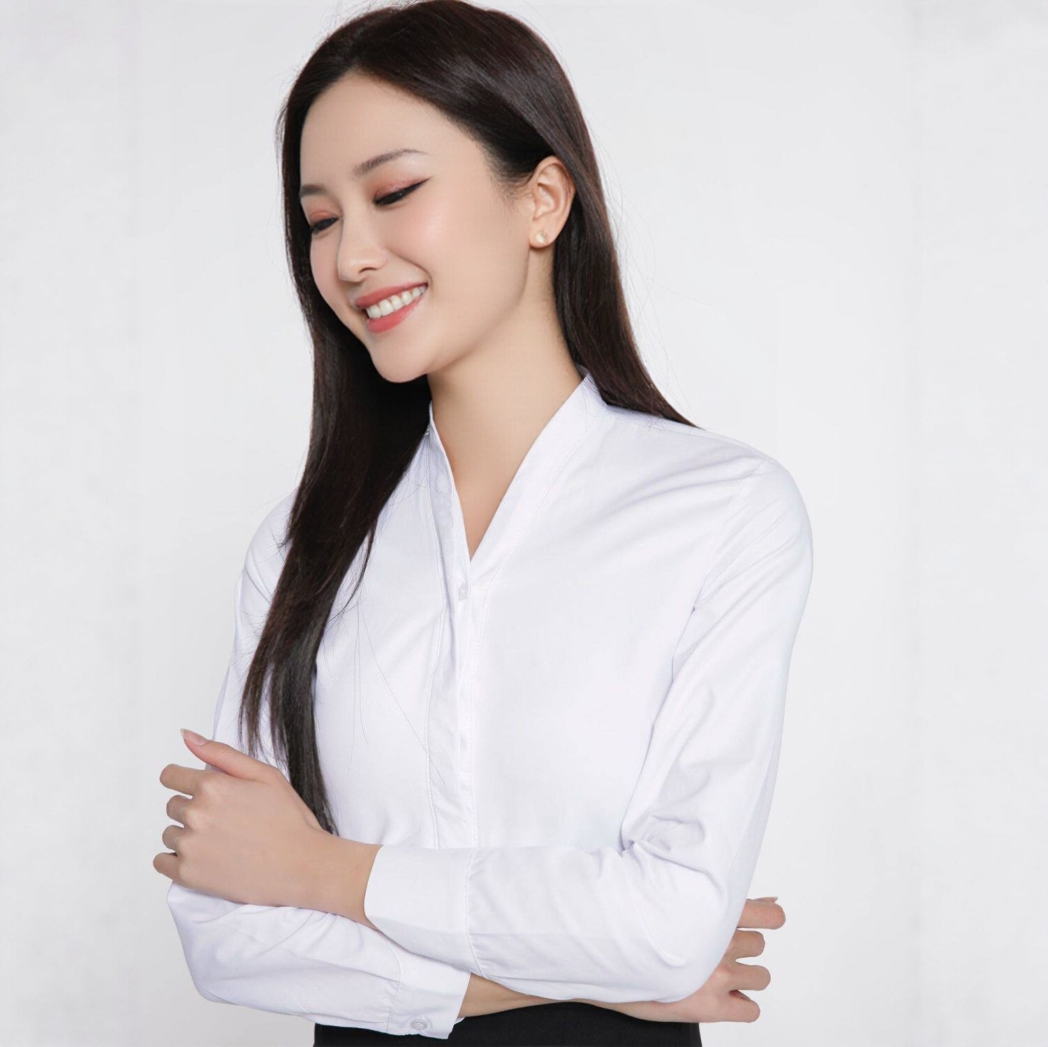 空乘务铁路面试制服职业装长袖衬衫女酒店前台工作服短袖衬衣工装