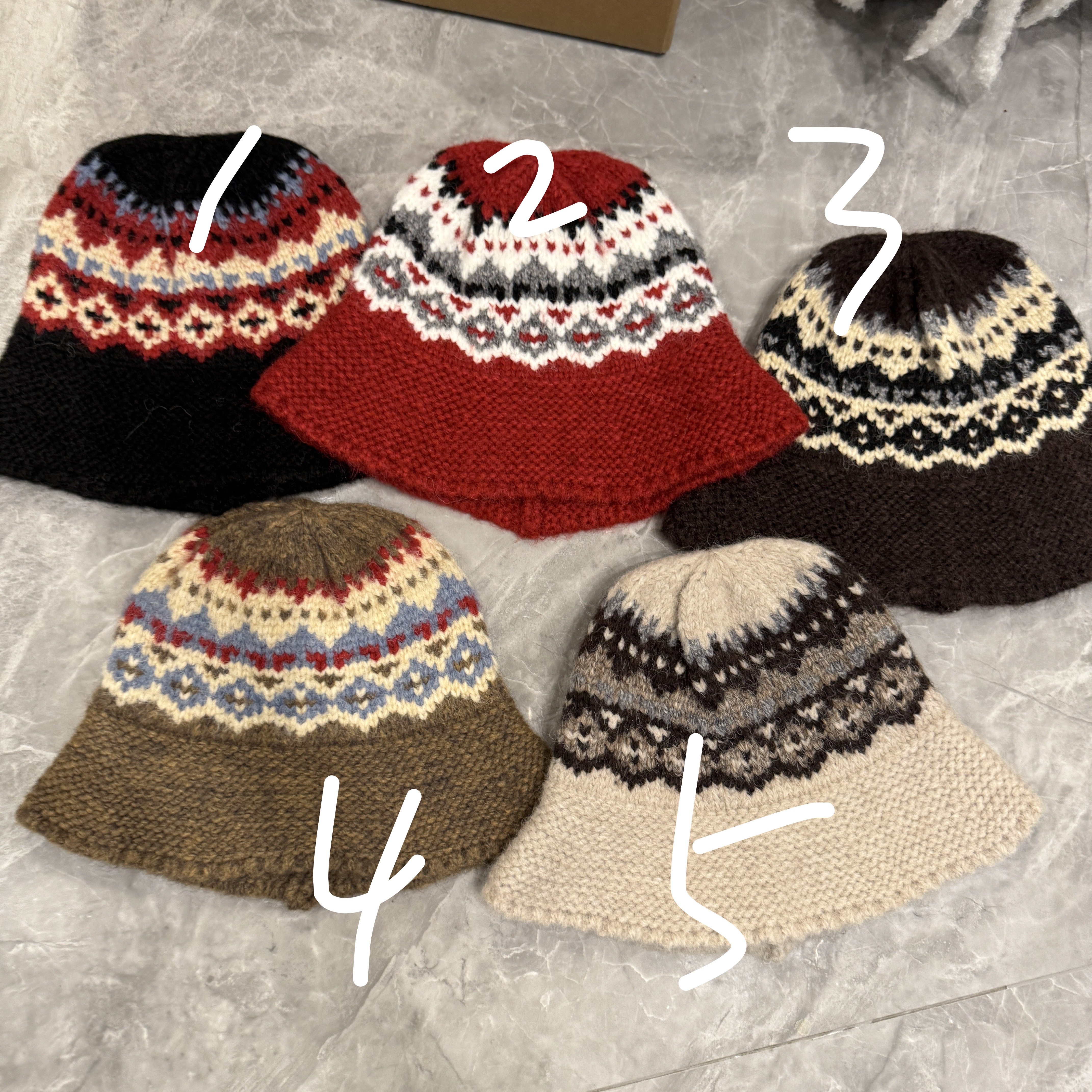 12.13韩国东大门 Apm place the hat代购秋冬费尔岛针织渔夫帽