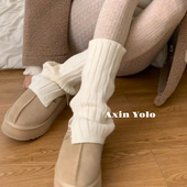 中筒袜堆堆袜配小皮鞋 阿馨yolo 开叉袜套好时髦 针织袜子女腿套