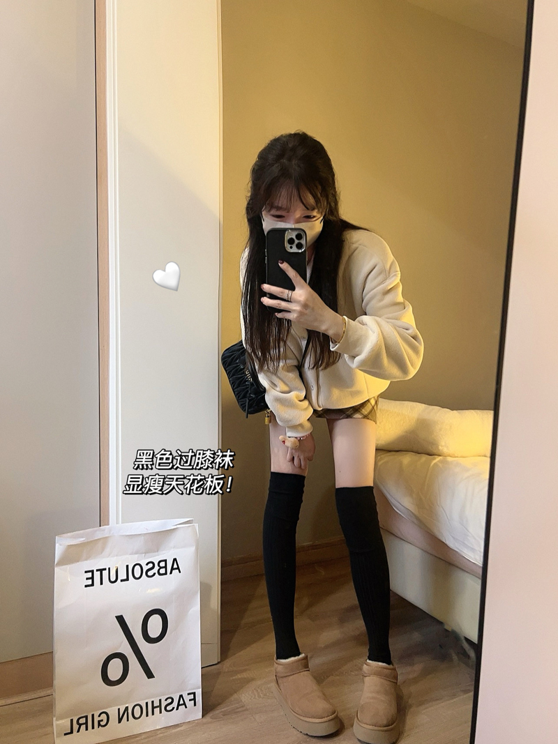 秋冬黑色显瘦长筒过膝袜jk小腿袜