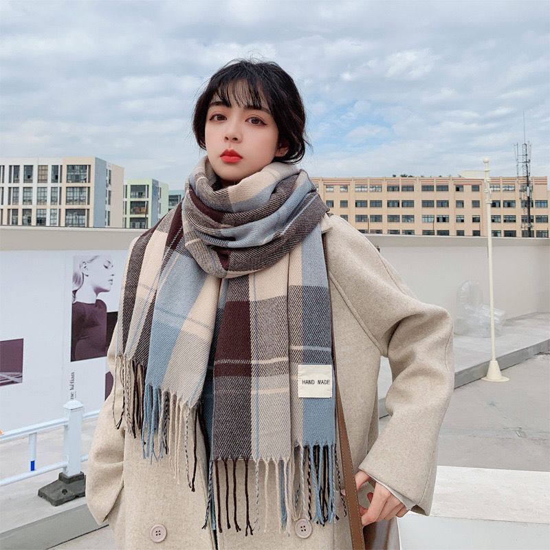 新款格子围巾英伦经典女士秋冬款百搭韩版可爱学生保暖披肩围脖潮
