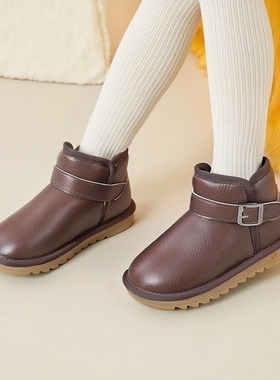 儿童雪地靴冬季保暖男童大棉鞋女童短靴子加绒加厚防水宝宝棉3940