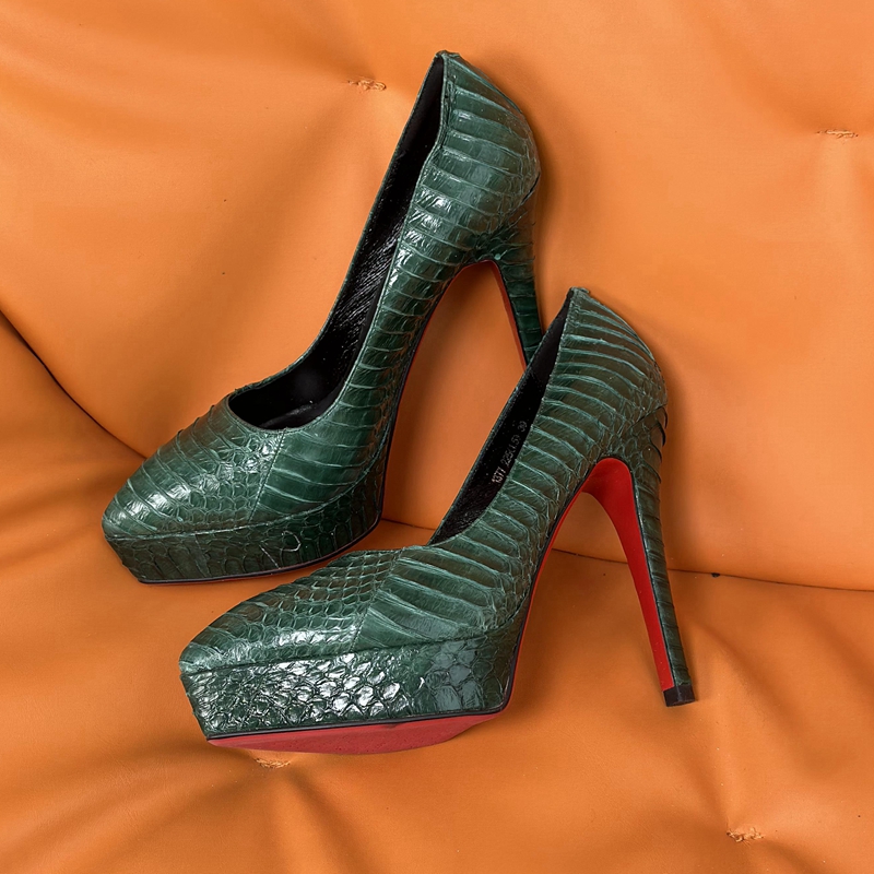 2025真皮新款法式高跟设计感小众仙女风细跟气质防水台单鞋瓢鞋女