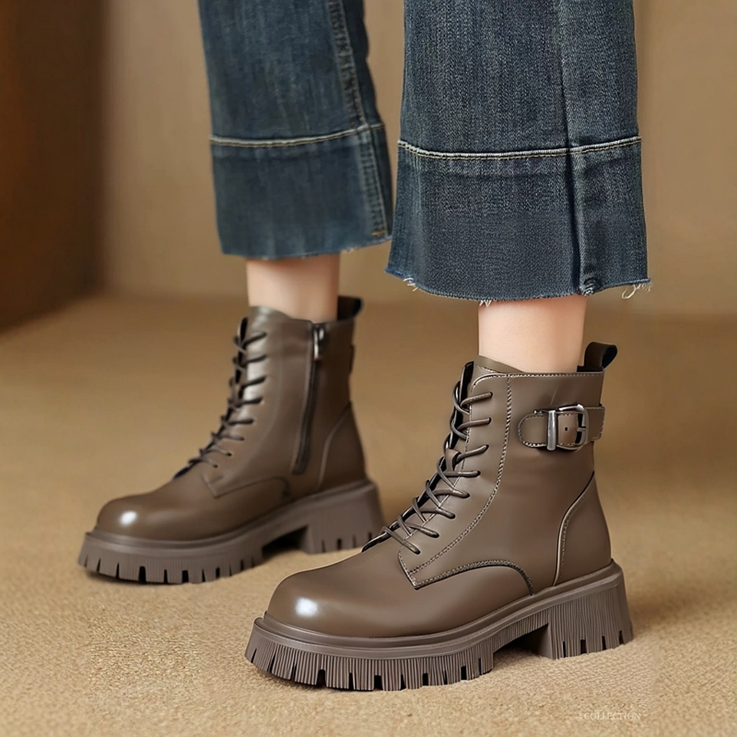 厚底英伦风马丁靴女2025新款秋冬爆款棕色女靴子小个子短靴机车靴