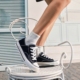 黑色低帮鞋 人本两穿拖鞋 百搭学生板鞋 女休闲圆头低帮韩版 帆布鞋