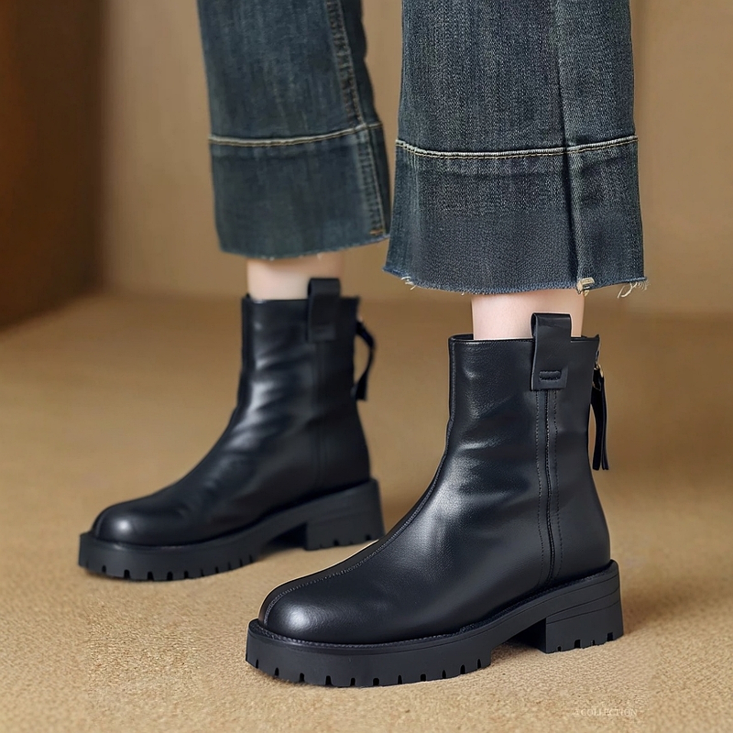 兽霸切尔西靴头层牛皮平底单靴