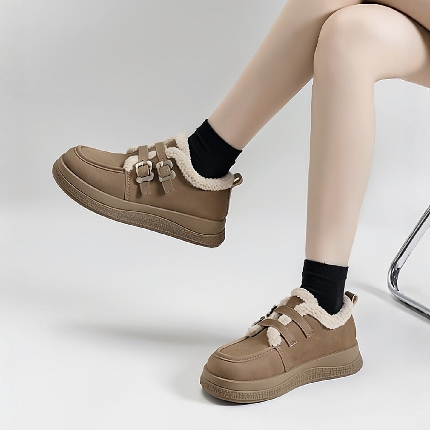 踩屎感加绒勃肯鞋女冬季羊羔毛一脚蹬乐福鞋毛毛鞋时尚外穿保暖,女鞋,勃肯鞋/软木鞋,淘宝优惠券,粉丝福利购,淘宝优惠卷