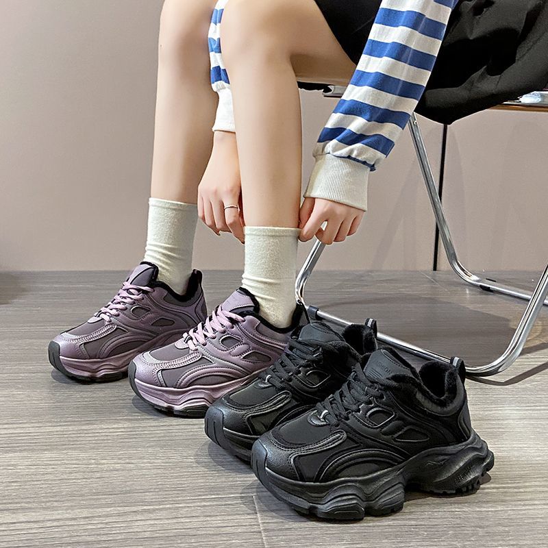 2025秋冬季新款巴黎老爹鞋女厚底增高时尚潮鞋百搭加绒休闲运动鞋