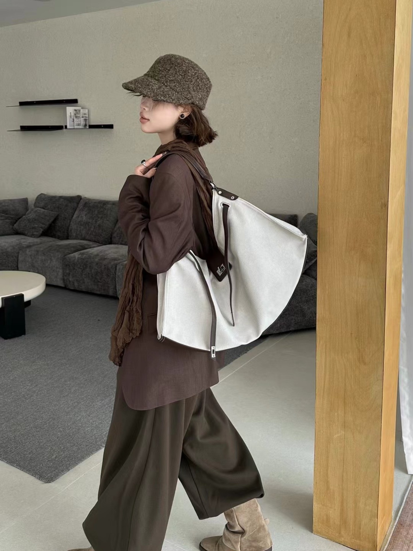 老钱风牛仔布超大容量托特包慵懒风帆布通勤包单肩腋下包女大包包