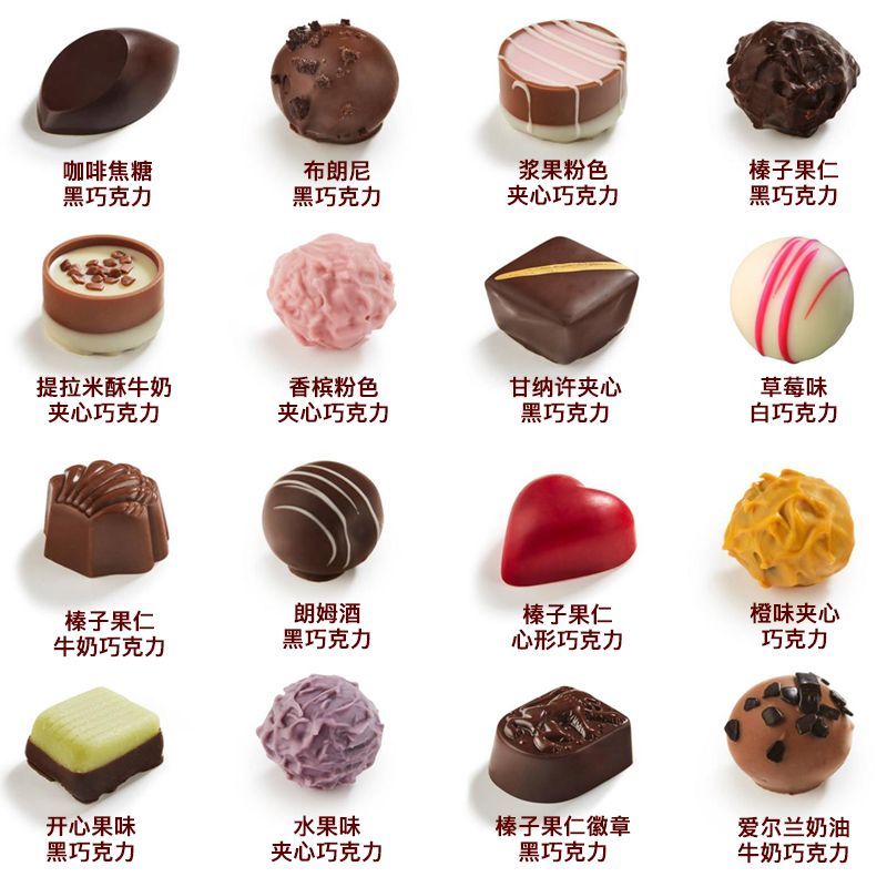 比利时进口巧克力礼盒装手工夹心黑巧零食生日礼品伴手礼新年礼物