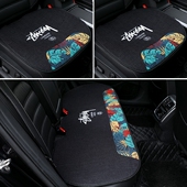 潮牌汽车坐垫秋冬季 垫 亚麻无靠背车用垫单片创意通用后排座垫四季