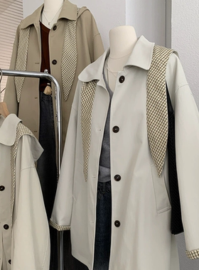 UUMM学院风设计感风衣外套26春秋季新款韩系宽松休闲中长款大衣女