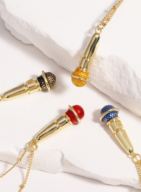 个性铸造麦克风吊坠朋克嘻哈潮人