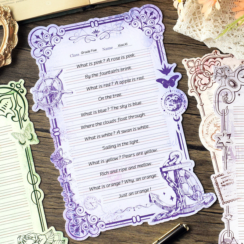 60张精美高级感玫瑰异型英伦复古四线格手写稿纸学生英语作文信纸,文具电教/文化用品/商务用品,信纸,淘宝优惠券,粉丝福利购,淘宝优惠卷