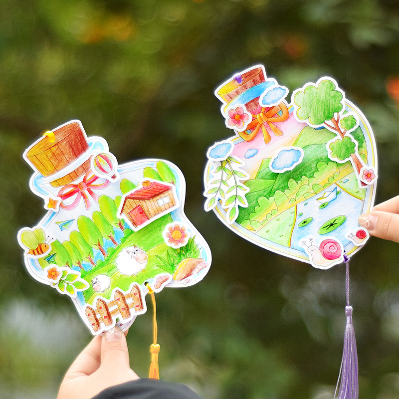 幼儿园小学生春日系列填色书签课堂互动DIY手工作业涂色拼贴贺卡