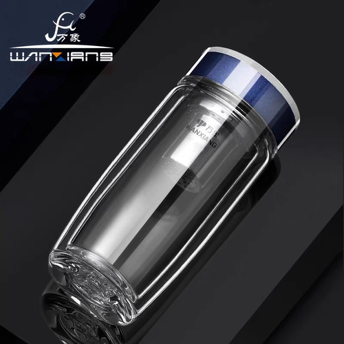 万象商务休闲带滤网双层玻璃杯