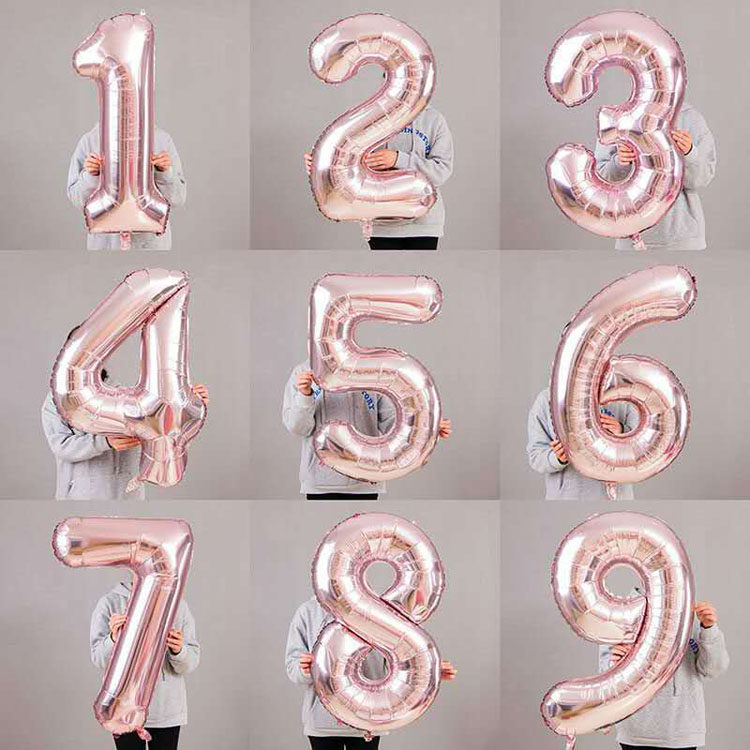40寸玫瑰香槟金字母A-Z 0-9数字铝箔膜气球生日派对结婚布置装饰