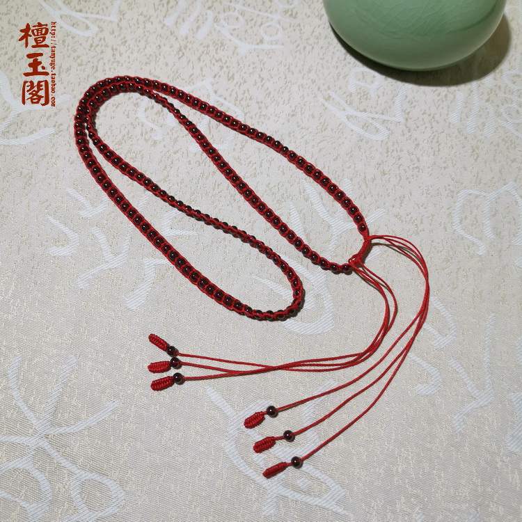 编织天然石榴石红绳水晶腰链女本命年红色腰带腰绳简约性感