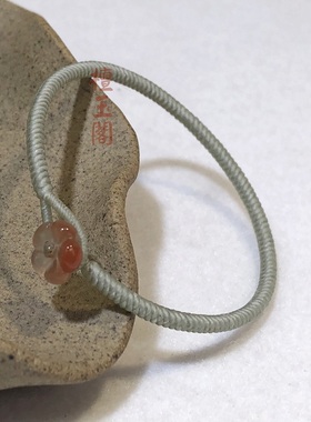 檀玉阁手工编织泰蜡金刚结手绳银色蜡线男女手饰定制细款手链花扣