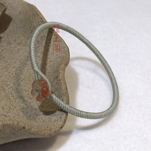 檀玉阁手工编织泰蜡金刚结手绳银色蜡线男女手饰定制细款手链花扣