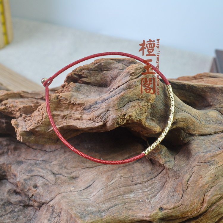 手工编织泰蜡九乘金刚结红绳手链进口14K包金弯管路路通红手绳