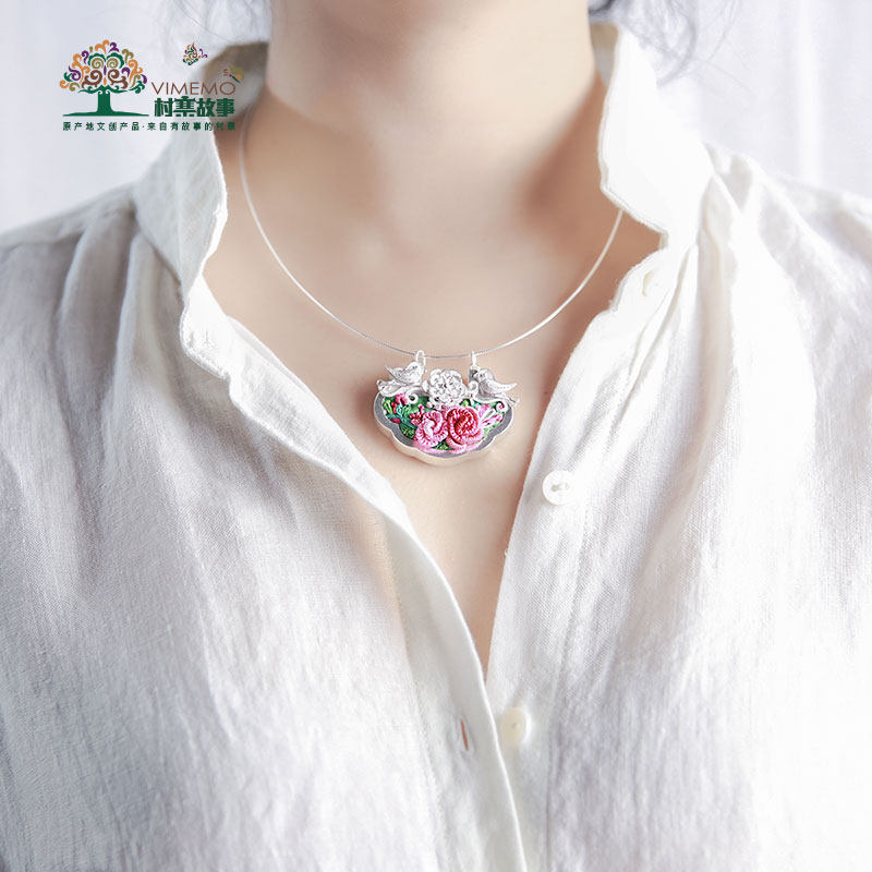Village story 99 Foot Silver Sterling Silver Hmong handicraft Silver ornament Jade Longevity lock Necklace Pendantin the Accessories/Fashion Jewelry, Pendant/Pendant  category - from Buy2taobao.com to provide professional Taobao agent buy service